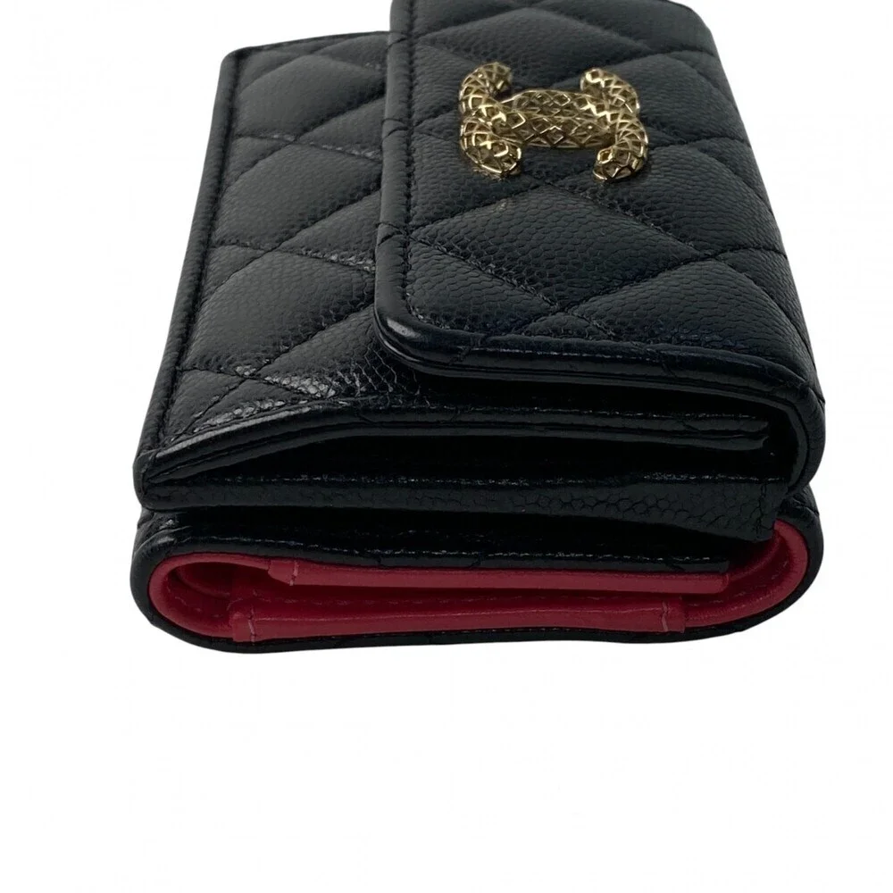 CHANEL Authentic Black Caviar Leather Logo Wallet - Picture 4 of 16